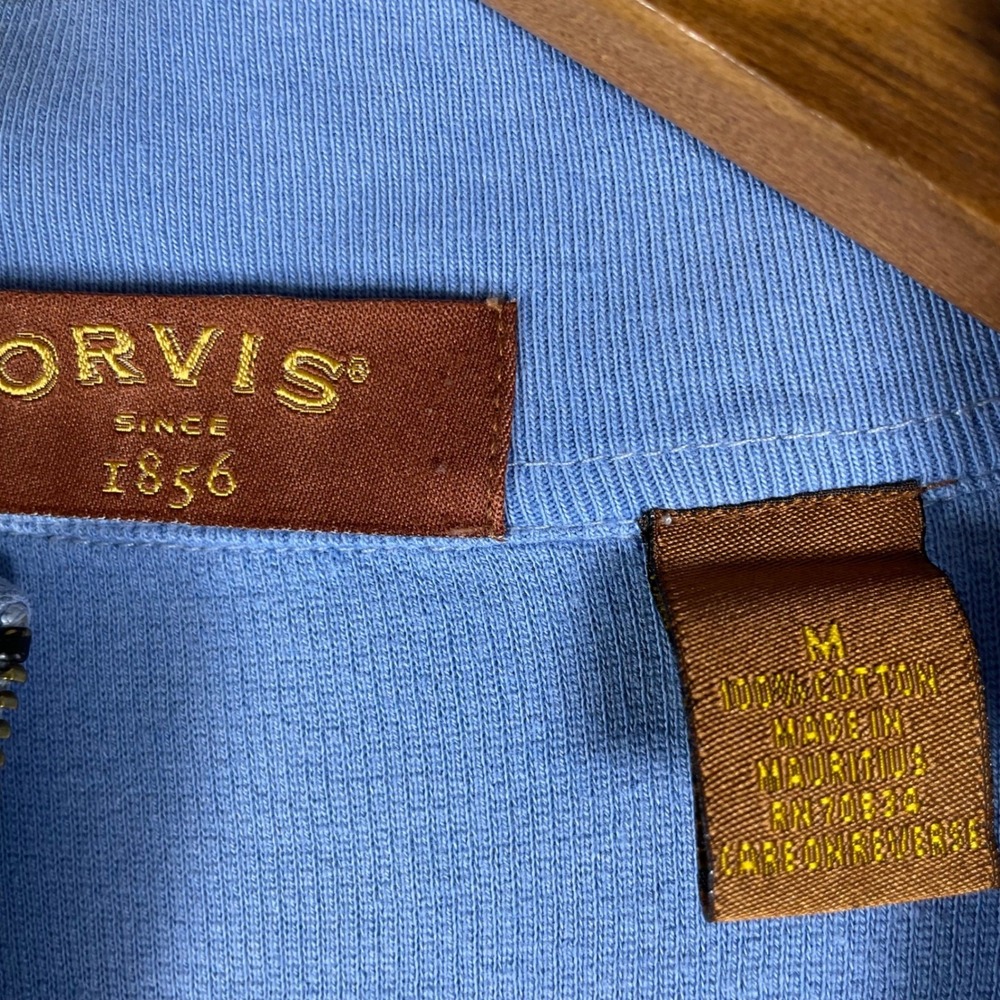 Orvis Mens Quarter Zip Pullover Sweater Blue Ribbed Cotton Flatlock Stitch Med - Picture 2 of 6